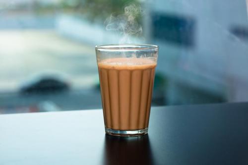 Fresh milk tea or Indian Kadak Chai.
